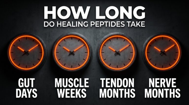How long do healing peptides take: gut days, muscle weeks, tendon months, nerve months.