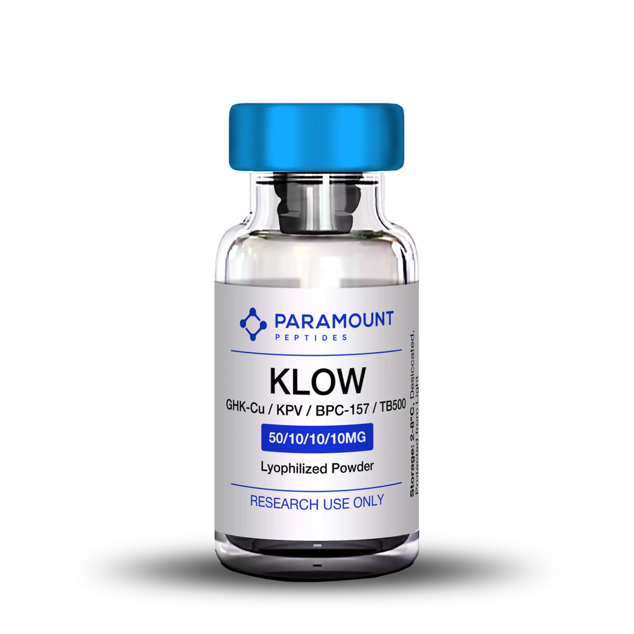 Paramount Peptides KLOW 80 research vial GHK-Cu BPC-157 TB-500 KPV