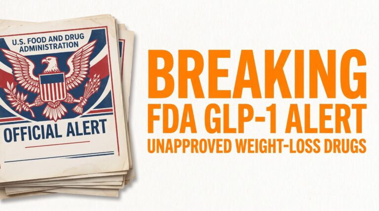 Breaking news thumbnail: FDA GLP-1 alert on unapproved weight-loss drugs — Peptides & Pump
