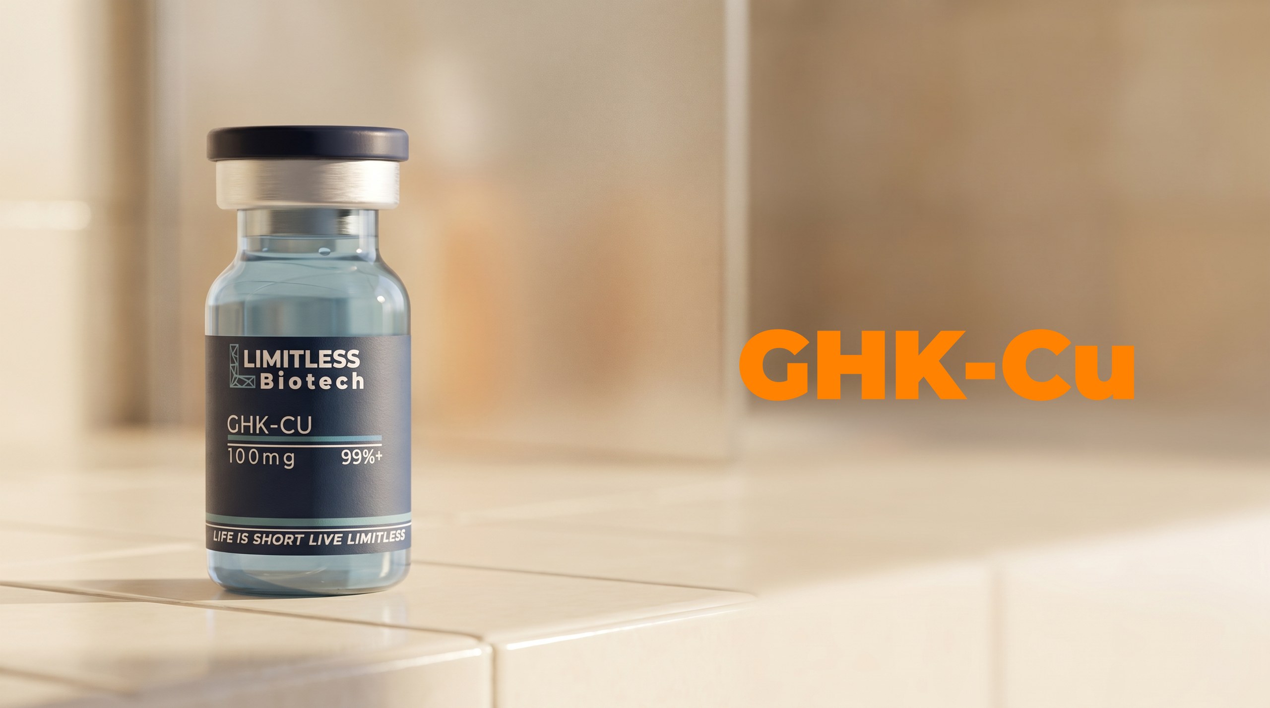 Limitless GHK-Cu copper peptide research vial