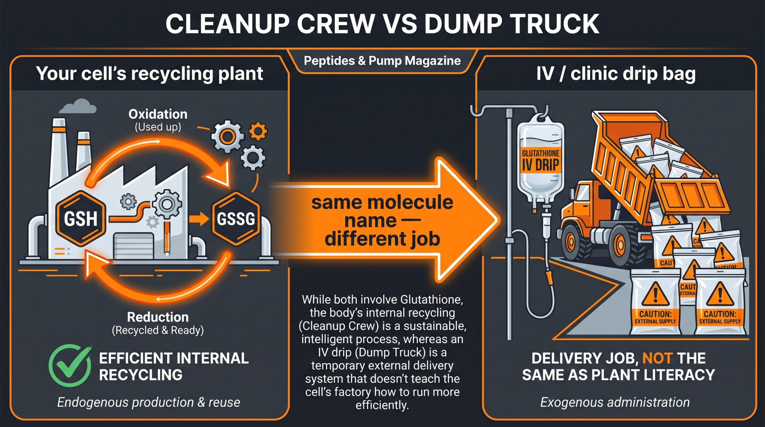 Cleanup crew vs dump truck diagram for glutathione injections delivery lanes