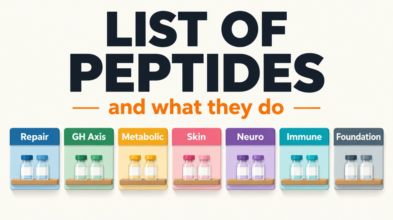 List of peptides and what they do — shelf map featured thumbnail, education only