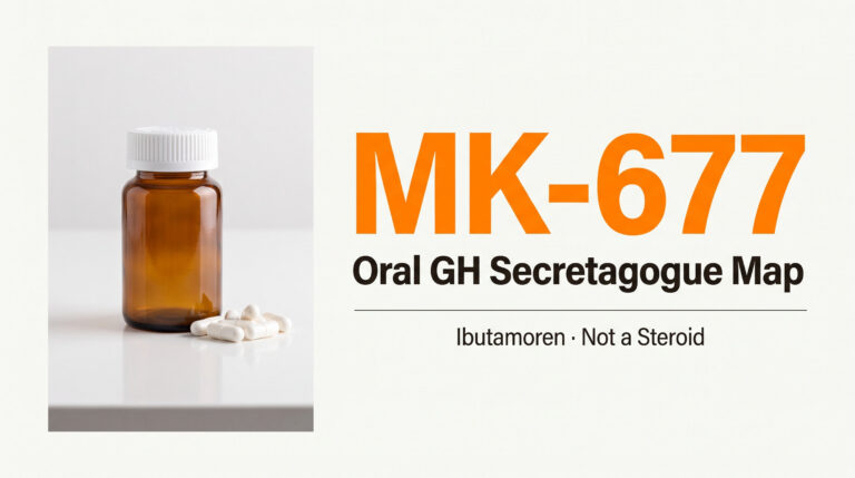 MK-677 oral GH secretagogue map — ibutamoren capsules, not a steroid, education thumbnail