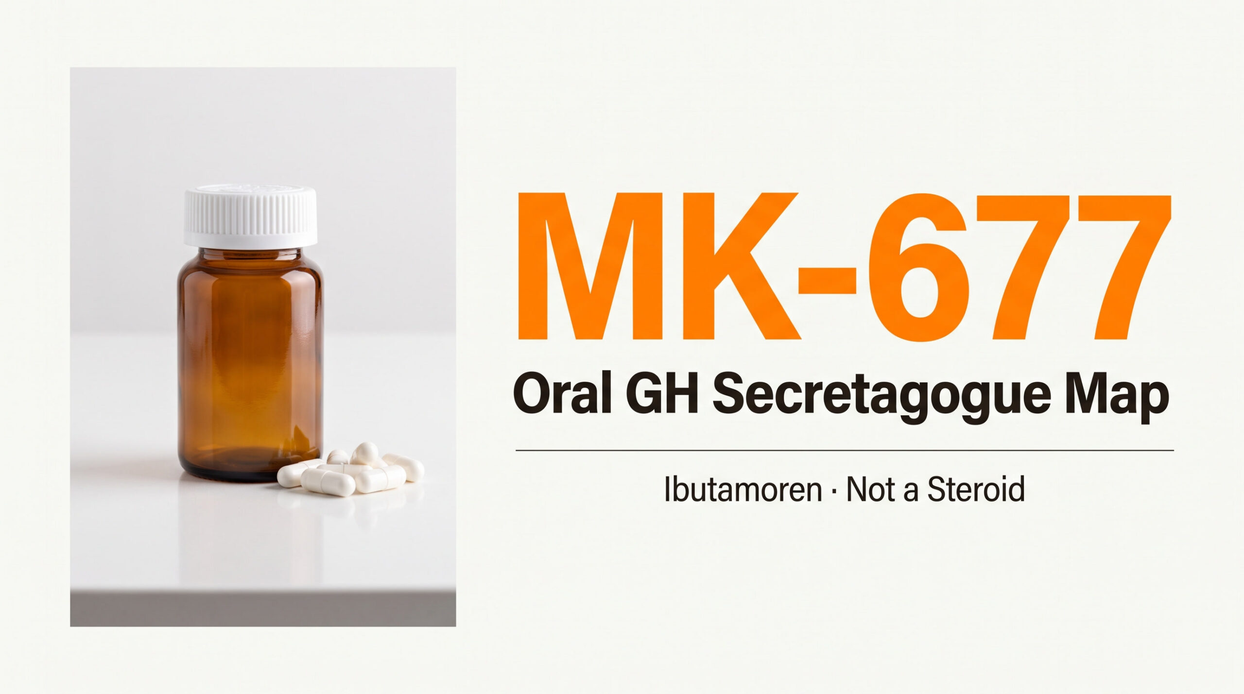 MK-677 oral GH secretagogue map — ibutamoren capsules, not a steroid, education thumbnail