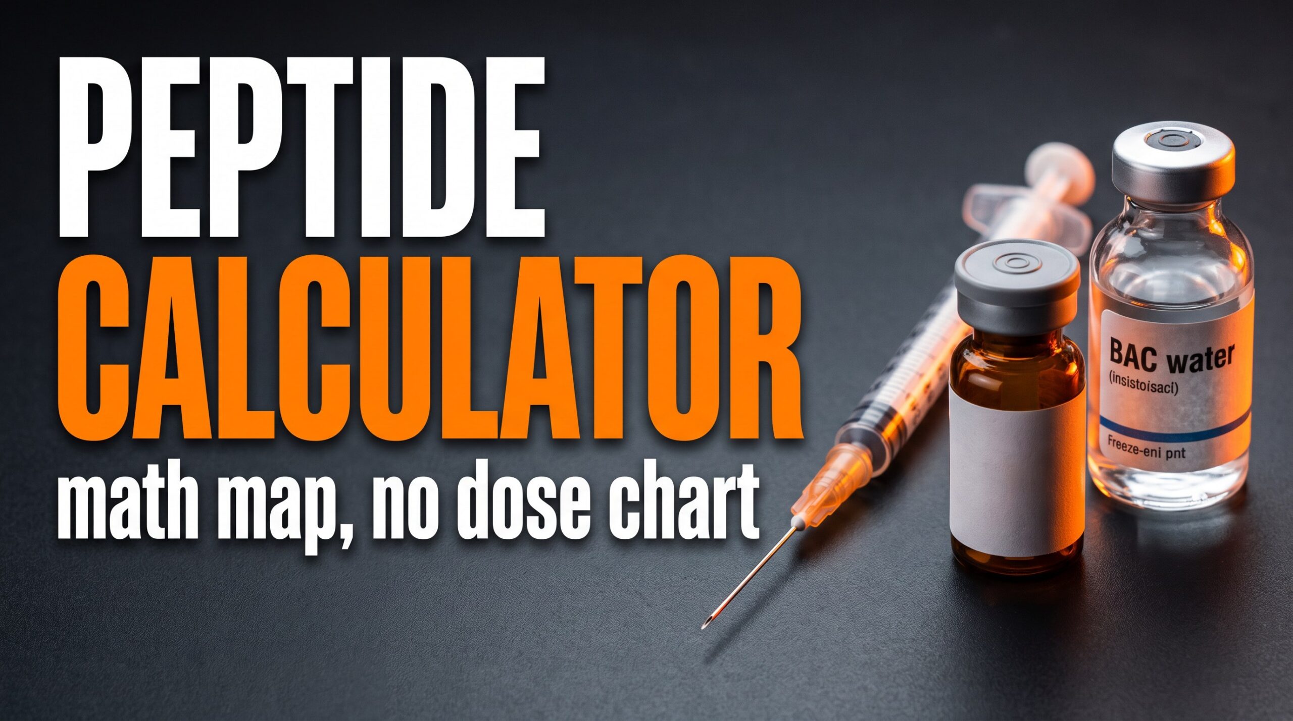 Peptide calculator hub featured thumbnail — reconstitution math map honesty, education only