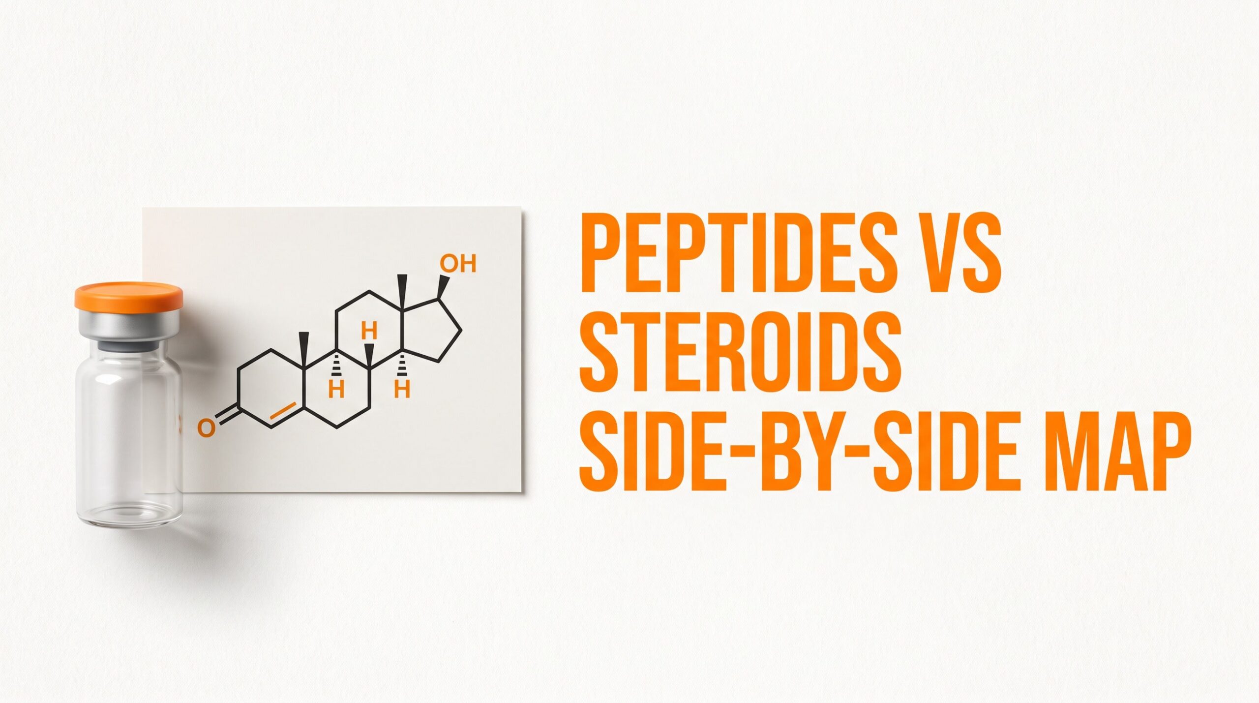 Peptides vs steroids featured thumbnail — side-by-side education map