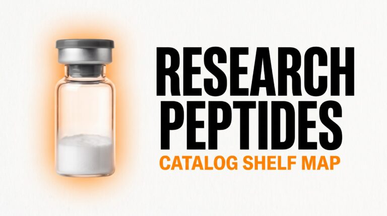 Research peptides hub featured thumbnail — catalog shelf map, education only