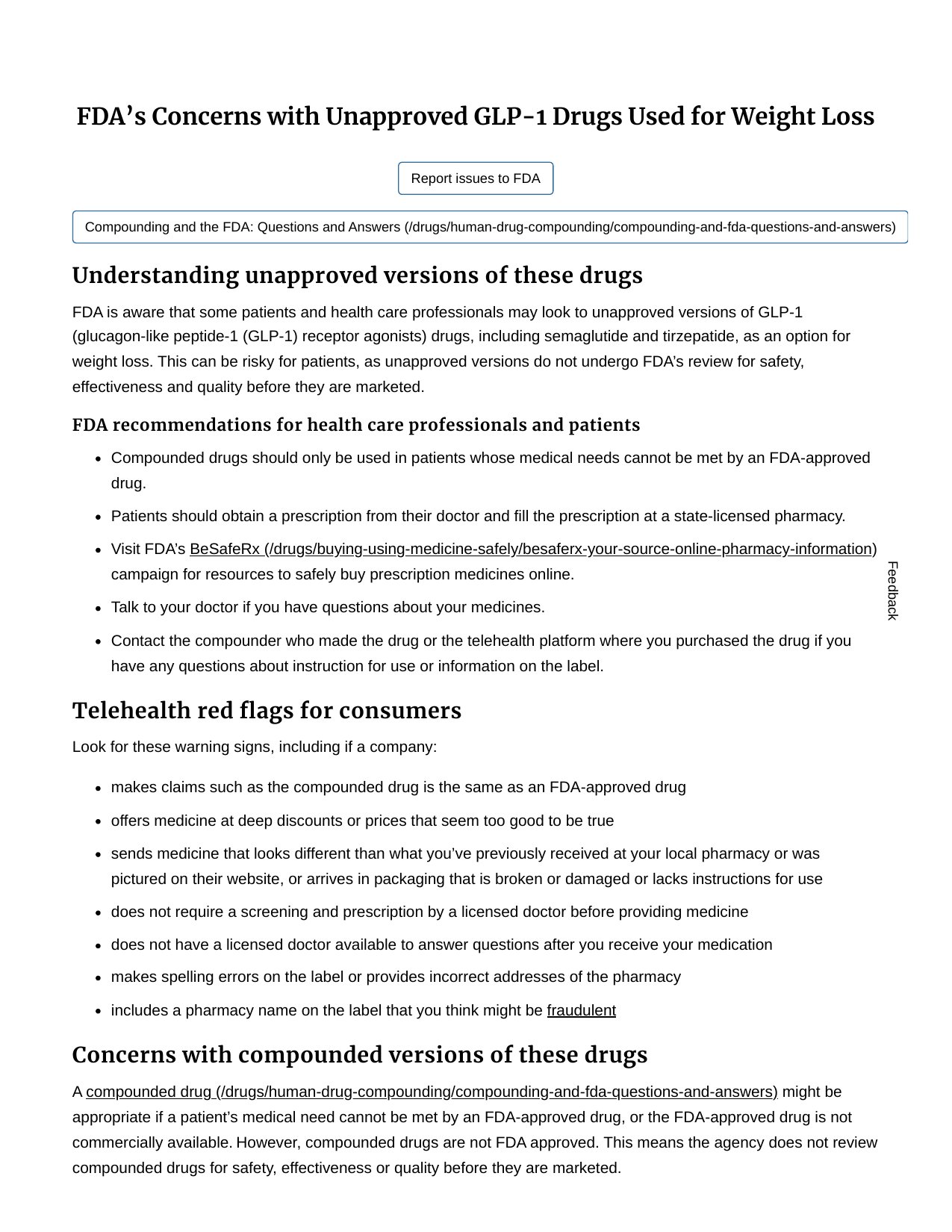 FDA recommendations and telehealth red flags screenshot