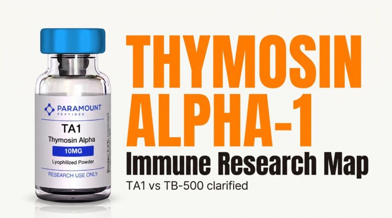 Thymosin Alpha-1 Paramount research vial — TA1 immune research map vs TB-500